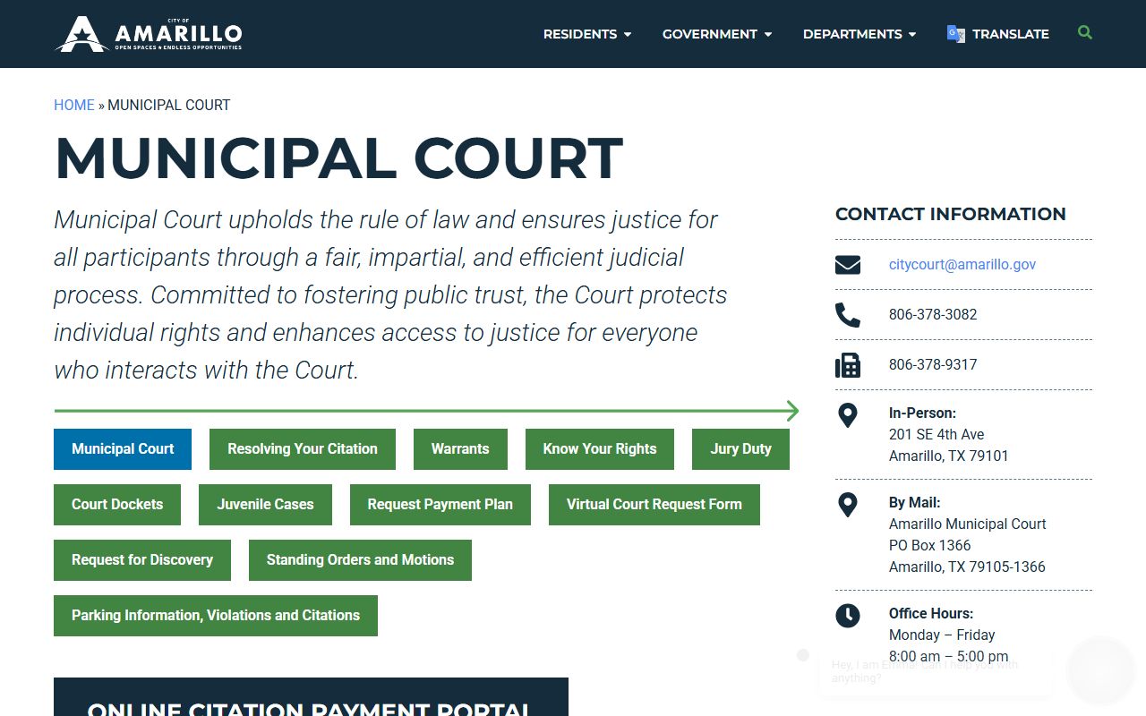 Amarillo Municipal Court bench warrants search portal
