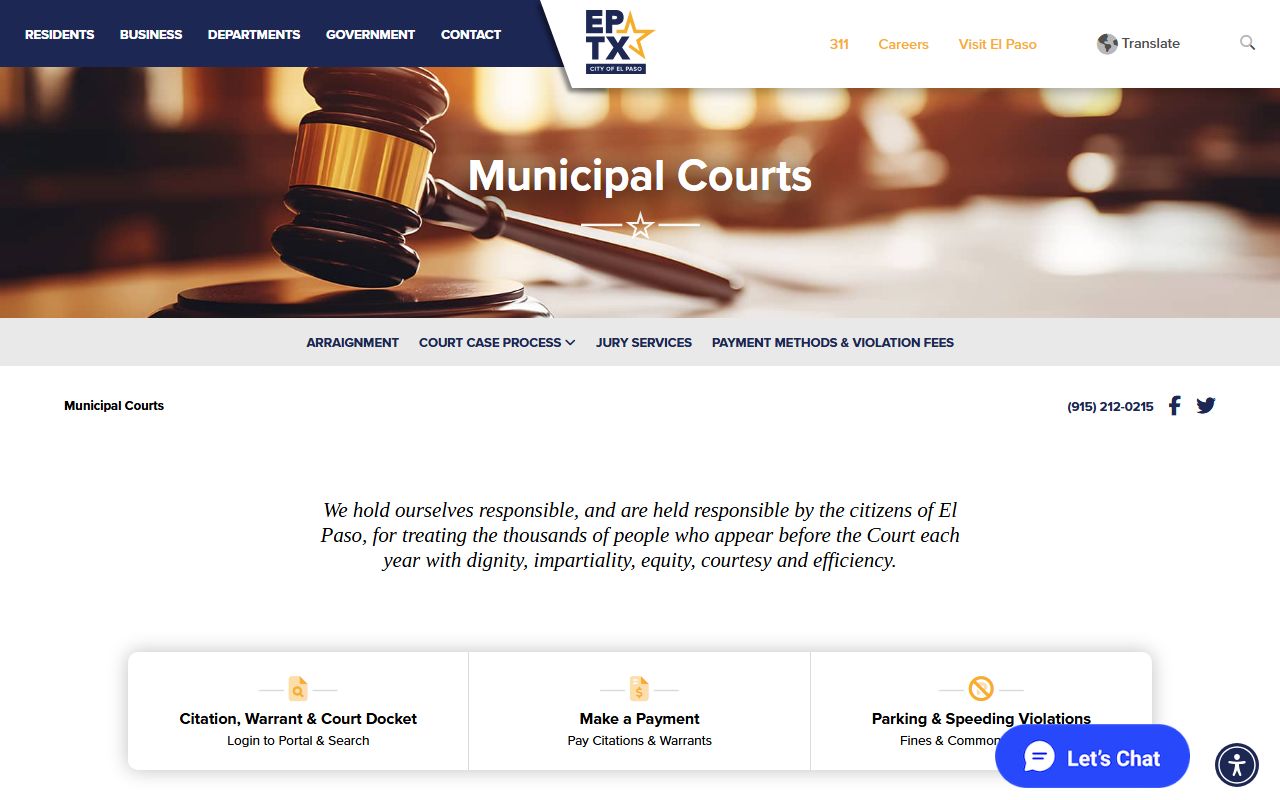 El Paso Municipal Court bench warrants search
