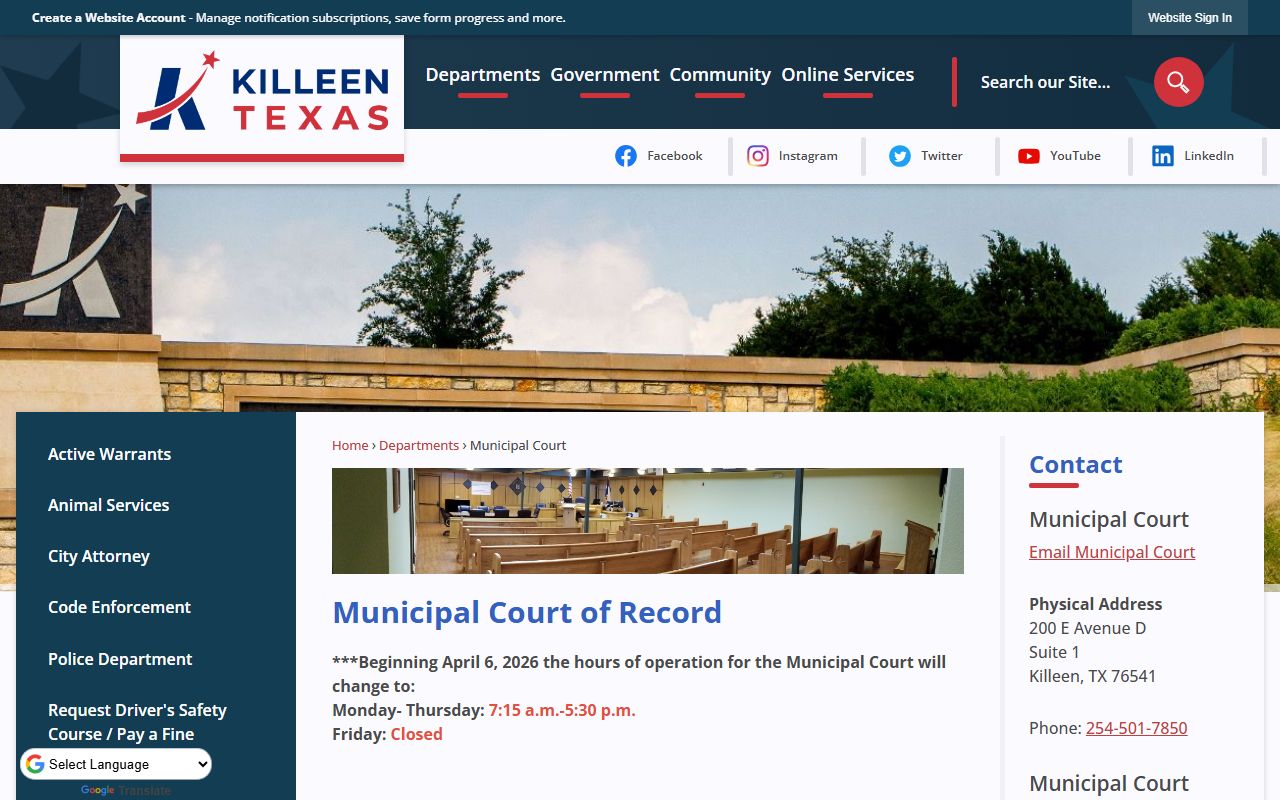 Killeen Municipal Court bench warrants portal