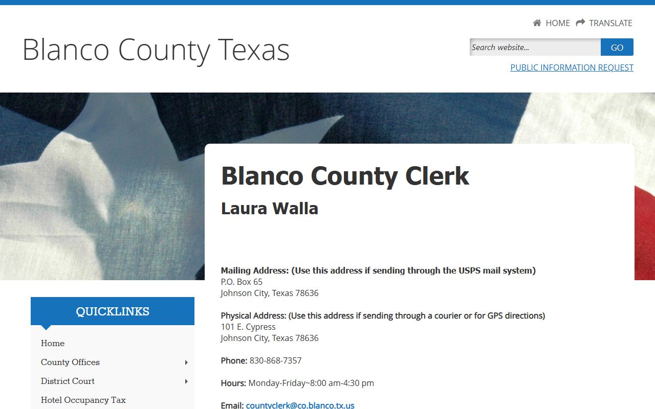 Blanco County Sheriff's Office bench warrants and court records