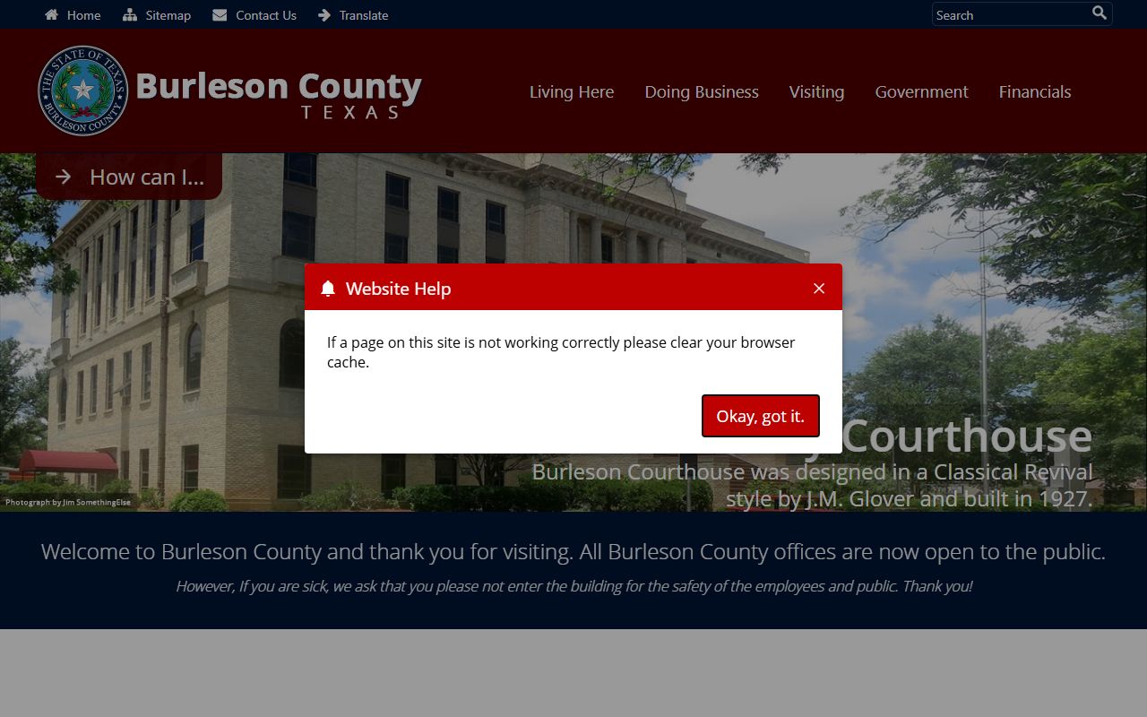 Burleson County official website for bench warrant records in Caldwell Texas