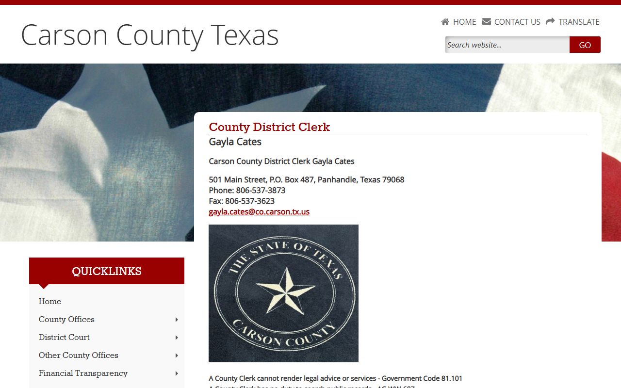 Carson County Sheriff's Office bench warrants resource