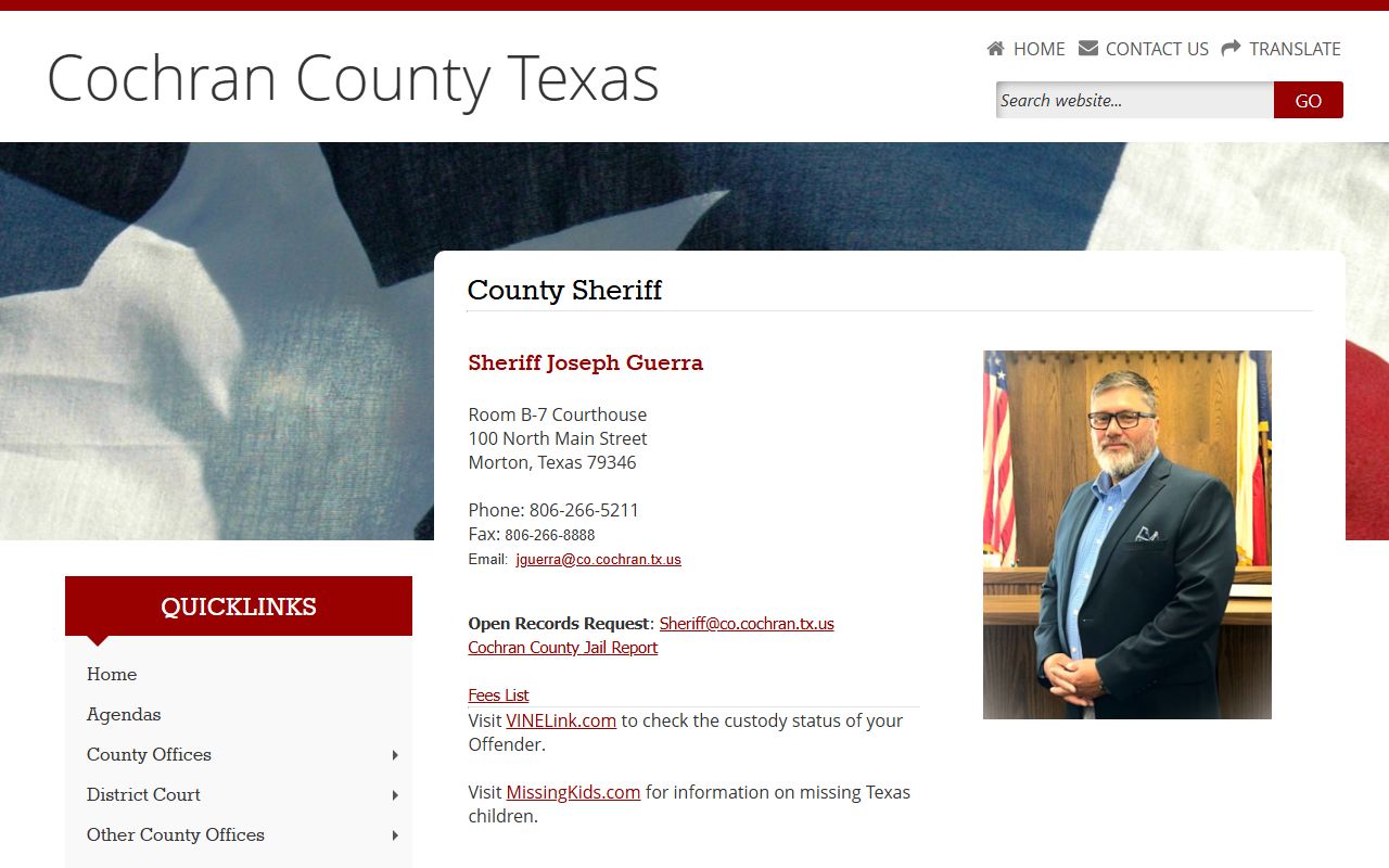 Cochran County bench warrants and sheriff office resource page