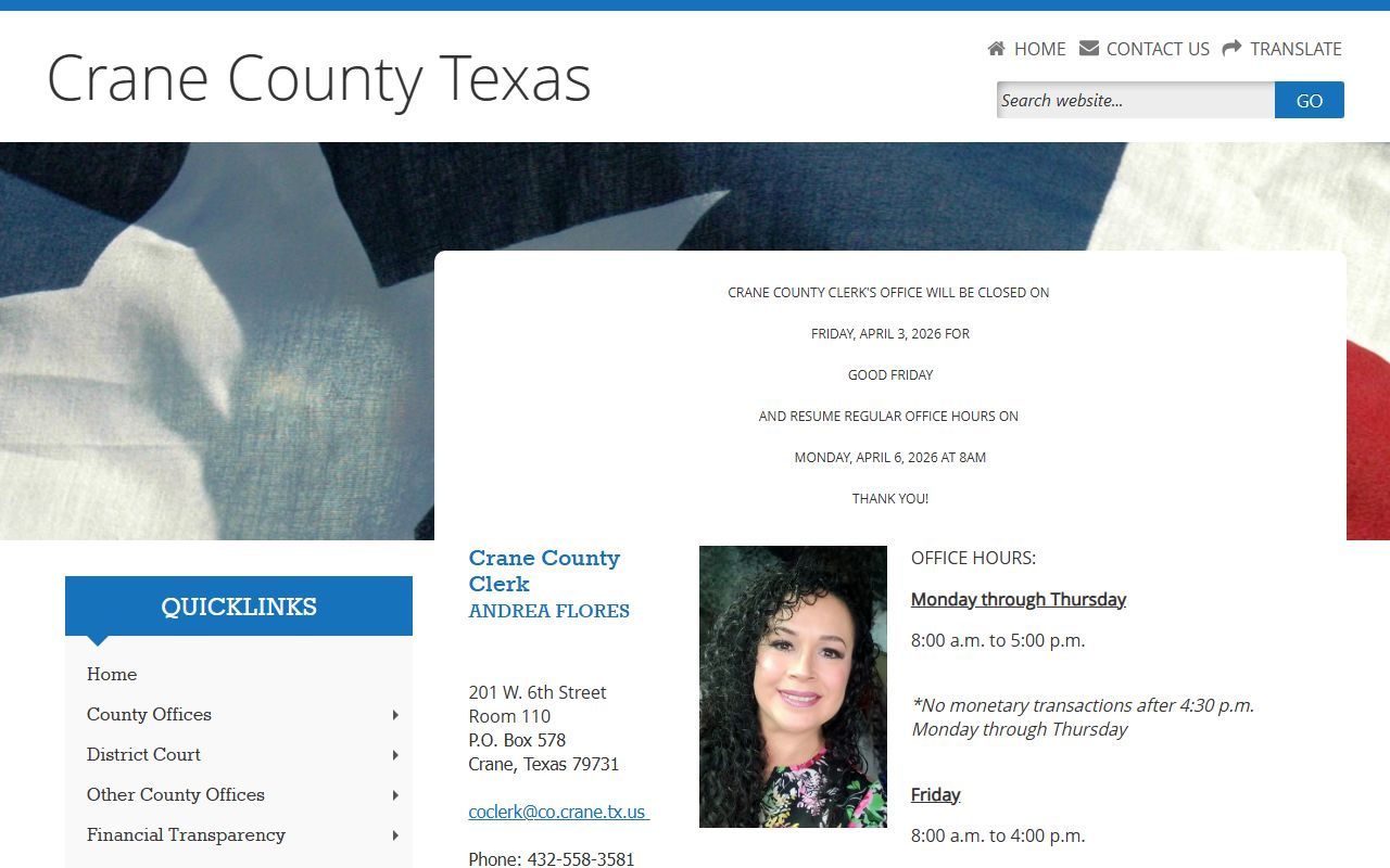 Crane County bench warrants search resource