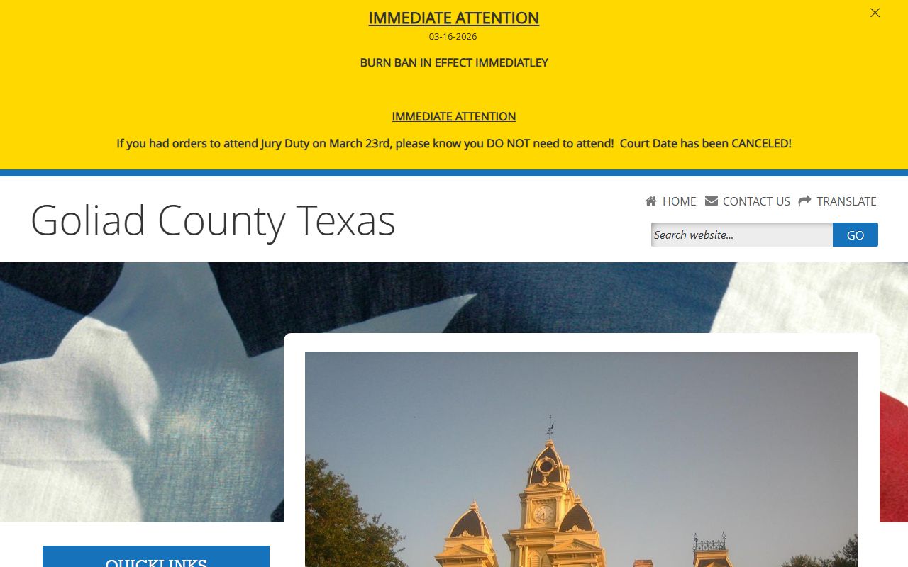 Goliad County bench warrants search resource