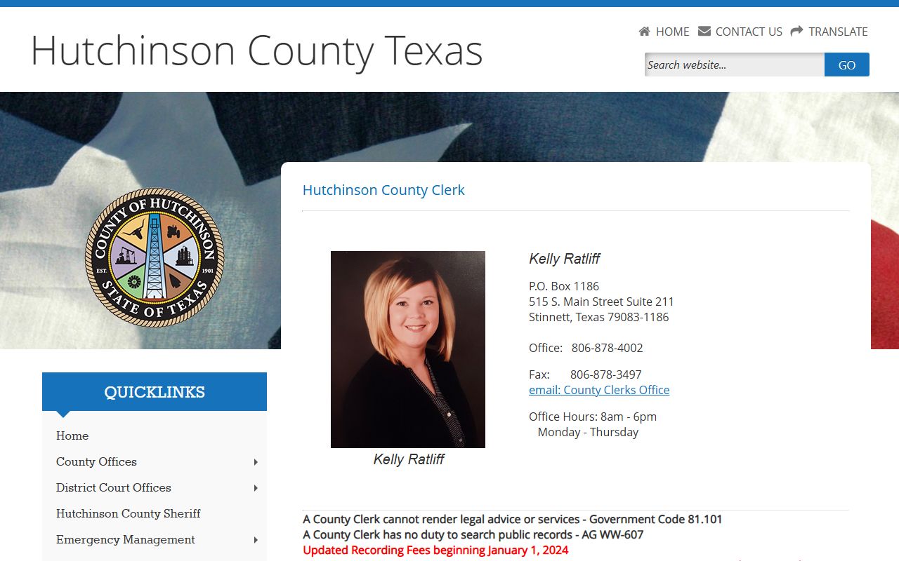 Hutchinson County bench warrants search resource