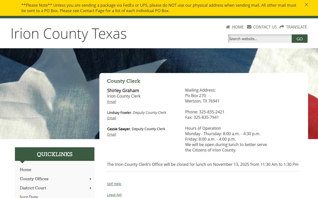 Irion County bench warrants search resource