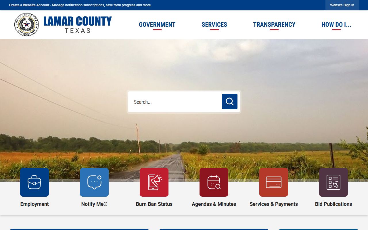 Lamar County bench warrants search resource showing county offices in Paris Texas