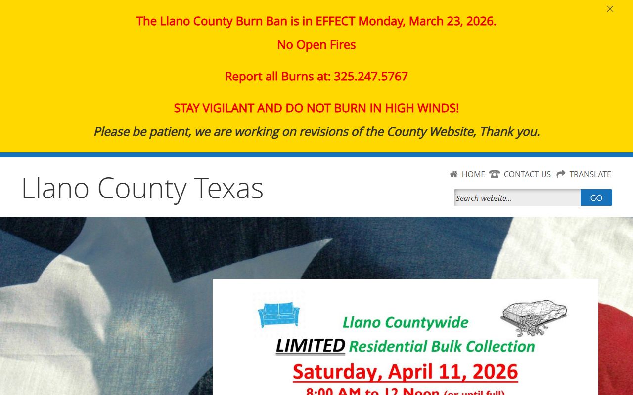Llano County bench warrants search resource for county offices