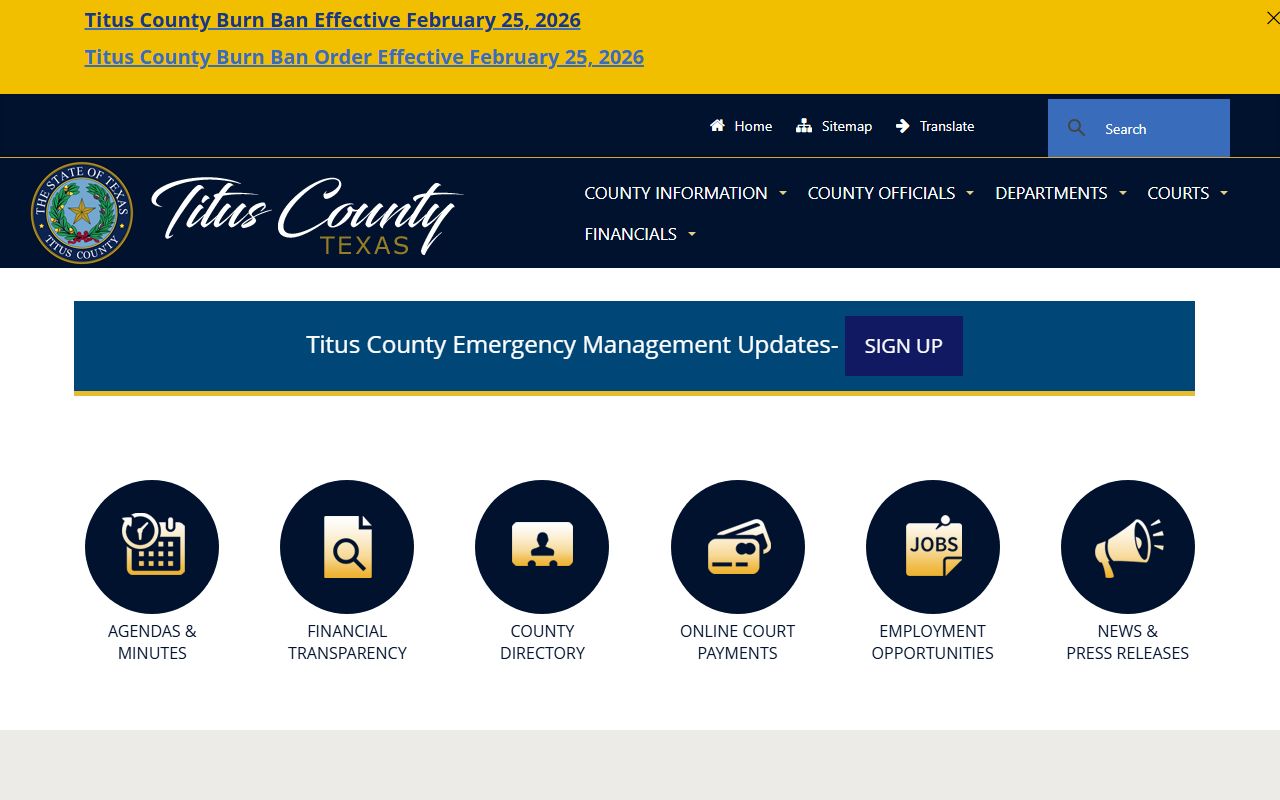 Titus County bench warrants and court records search portal