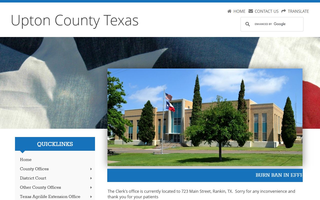 Upton County bench warrants resource for courthouse in Rankin Texas